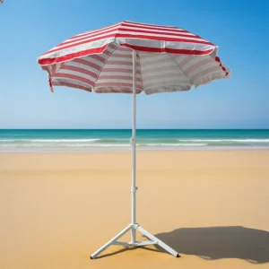 UPF50+ Aluminum Patio Umbrella Windproof Outdoor Beach With Base UV Protection 3.25ft