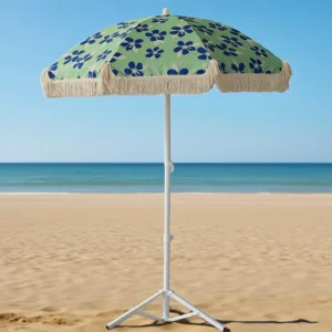 UPF50+ Blue Aluminum Windproof Outdoor Beach Umbrella 3.25ft