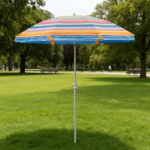 UPF50+ Aluminum 3.25ft Square Beach Umbrella with Wood Base Classic Design