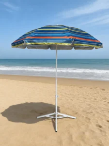 UPF50+ Radii 3.25ft Aluminum Square Beach Umbrella with Wood Base for Outdoor Furniture, Parks