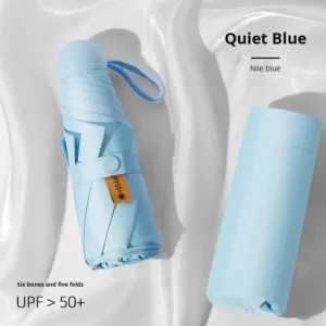 UPF50+ UV Protection 5 fold Mini Umbrella Lightweight Portable Manual Dual use Sun & Rain Full Shade for Women