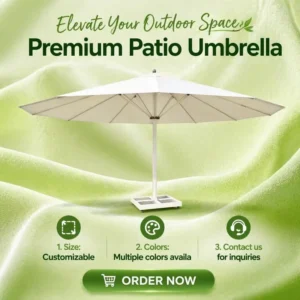 UPF50+ UV Water-Resistant Tear- and Windproof Fabric Patio Canopy Parasol