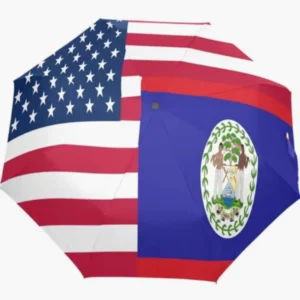 USA Belize National Flag Emblem Pattern Fully Automatic Folding Umbrella Rainproof Sunproof