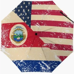 USA Costa Rica National Flag Pattern Print Fully Automatic Folding Umbrella Rainproof Sunproof