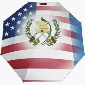 USA Guatemala National Flag Print Fully Automatic Rain and Sun Umbrella