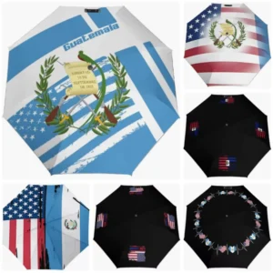 USA Haiti Guatemala National Flag Print Fully Automatic Rain and Sun Umbrella