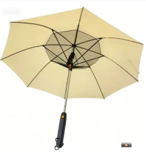 USB Rechargeable Fan Straight Umbrella, UPF50+ Sun Protection, Summer Cooling