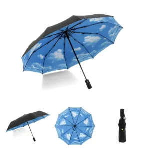 UV-Proof Compact Travel Umbrella Lightweight Portable 10-Rib Fiberglass Frame Custom Logo