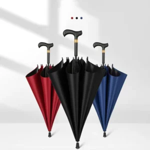 UV Protection 23 Inch 8 Ribs Semi Automatic Walking Stick Umbrella Straight Cane Umbrella