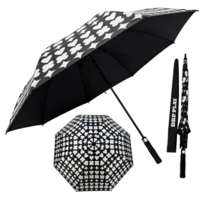 UV Protection 27-Inch Fiberglass Windproof Golf Umbrella with Digital Print, UV Coating, and EVA Handle