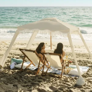 UV Protection Beach Cabana with Tassels for Travel, Camping and Picnics