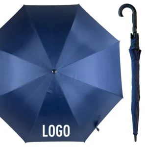 UV Protection Custom Logo J Handle Pongee Windproof Straight Golf Umbrella Trade Manufacturer