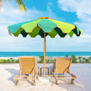 UV Protection Waterproof Aluminum Alloy Patio Umbrella with Crank Open, Marble Base, and Restaurant or Cafe Shade