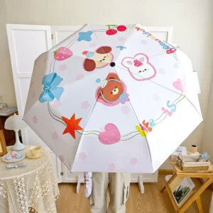 UV Protection Waterproof Sun Rain Resistant Parasol Portable Cartoon Folding Umbrella for Girls