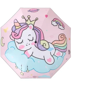 UV-Protective Folding Cartoon Umbrella for Kids