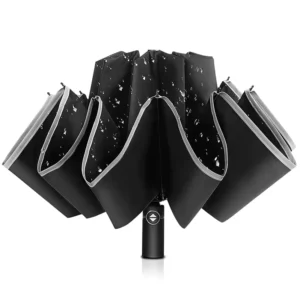 UV-Protective Three-Fold Upside-Down Reverse Men’s Umbrella with LED Light
