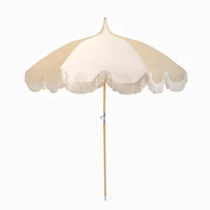 UV30+ Fade-Resistant Cotton Canvas Pagoda-Style Garden Beach Wood Umbrella with Aluminum Tilt