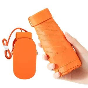 Ultra Compact 6 Fold Mini Umbrella with Crossbody Bag UPF50+ UV Protection Waterproof Portable for Travel & Daily Use