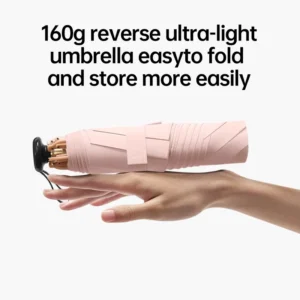 Ultra-Light 5-Fold Women’s Portable Feather Umbrella for Travel, Reverse Rain Umbrella