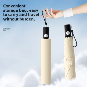 Ultra-Light Japanese-Style Automatic Anti-Rebound Three-Folding 6-Rib Folding Umbrella Sunny Rain Dual-Purpose