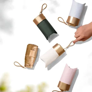 Ultra-Light Mini Gold UV Protection Custom-Made Compact Portable Pocket Sunshade Manual Umbrella Rubber Handle 6
