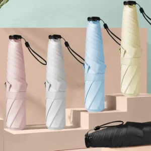 Ultra Light Mini Pencil Straight Manual Umbrella 5 Fold 6 Ribs Compact Pocket Travel Custom Logo UV Protection