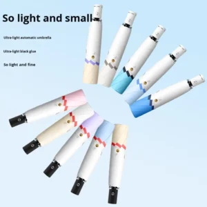 Ultra-Light Modern Travel Fully Automatic Three-Fold Feather Umbrella with Auto Open Button and 6 Ribs