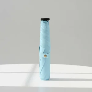 Ultra-Lightweight Black Rubber Folding Umbrella for Sun and Rain