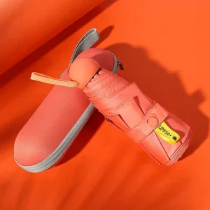 Ultra Small Custom Private Label Woman Color Windproof Parasol Mini Pocket Travel Sun Rain 5 Fold Umbrella with Case