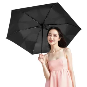 Ultra light Folding Free Full automatic Second closing Adult Black Sunscreen Rain Dual Purpose Umbrella