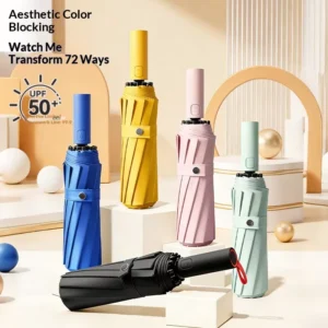 Umbrella 3 Bone Folding Wind Resistant Dual Purpose Sun Rain Coated With Logo
