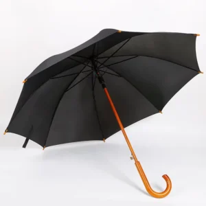 Umbrella Factory J Wooden Handle Straight Stick Wood Umbrella Custom Automatic Umbrella