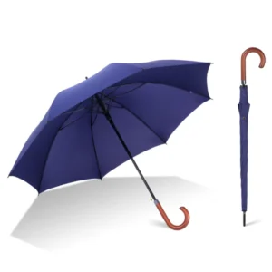 Umbrella Factory J Wooden Handle Straight Wood Umbrella Custom Automatic