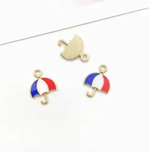 Umbrella Style Red White Blue Tiny Decor American Independence Day Star Spangled Banner Alloy Diy Charm Jewelry Accessory
