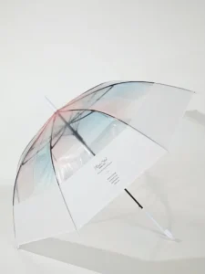 Umbrella Supplier Cute Plastic Semi-Automatic Open Transparent Patchwork Digital Printing Laser Umbrella
