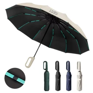 Unbreakable Paraguas UV Folding Durable Premium Grip Custom Ring Buckle Rain Umbrella Windproof Automatic Umbrella with Logo