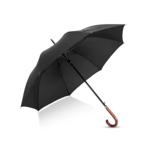 Unbreakable Straight Umbrella Walking Stick with Wooden Crooked Handle for Self-Defense