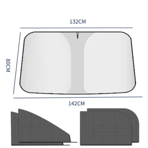 Universal Titanium Silver Reflective Foldable Car Front Window Sunshade Umbrella