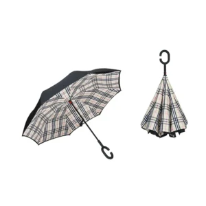 Upside Down C-Shaped Handle Reverse Umbrella Self-Standing Double Layer Windproof