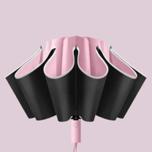 Upside-Down Full Auto Car Reverse Umbrella LED Flashlight Folding Umbrella with Reflective Strip