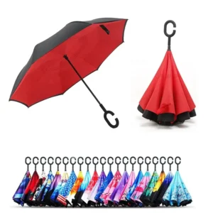 Upside Down Reverse Umbrella 190T Pongee Waterproof Windproof Business Use Hands Free Straight Design