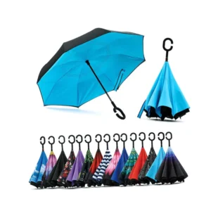 Upside Down Reverse Umbrella Personalized Graphic with C-Shaped Handle