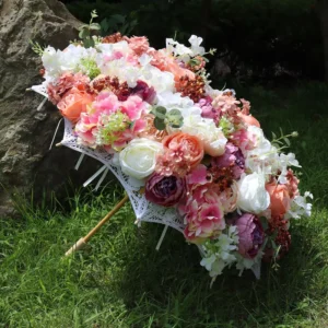 V28 New Design Artificial Flower Umbrella Lady Stage Performance Craft Umbrella Bridal Lace Umbrella for Photography Props