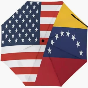 Venezuela and USA Country Flag Pattern Compact Fully Automatic Folding Umbrella
