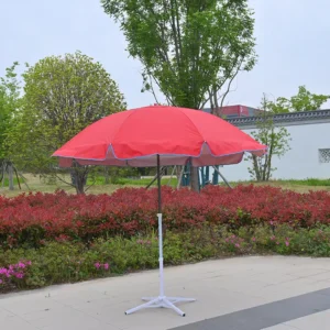 Vented Double Layer Silver Coating Sun Umbrella 1.3m Solid Black Red Adjustable Metal Pole Outdoor Market Stall Garden Parasol