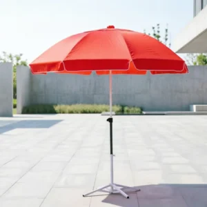 Ventilated 130cm Backyard Patio Umbrella Reinforced Double Frame Ribs Windproof for Beach
