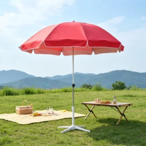 Ventilated 140CM Beach Umbrella with Double Frame Ribs, Windproof, for Outdoor Seaside Patio Garden
