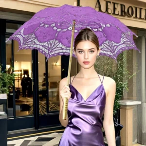Vintage Good Quality White Lace Umbrella Black pink Beige Lace Wedding Umbrella Parasols