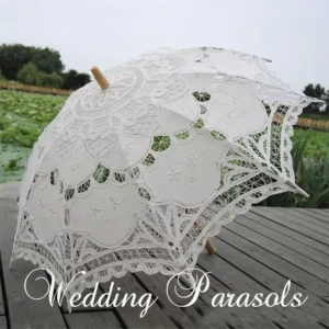 Vintage Good Quality White Lace Umbrella New Arrival Black Pink Beige Wedding Parasols Manual Control Straight Pattern