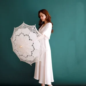 Vintage Lace French Country Design Customizable Wedding Parasol 10K Wood Handle Handcrafted Embroidery Bridal Photo Prop Outdoor